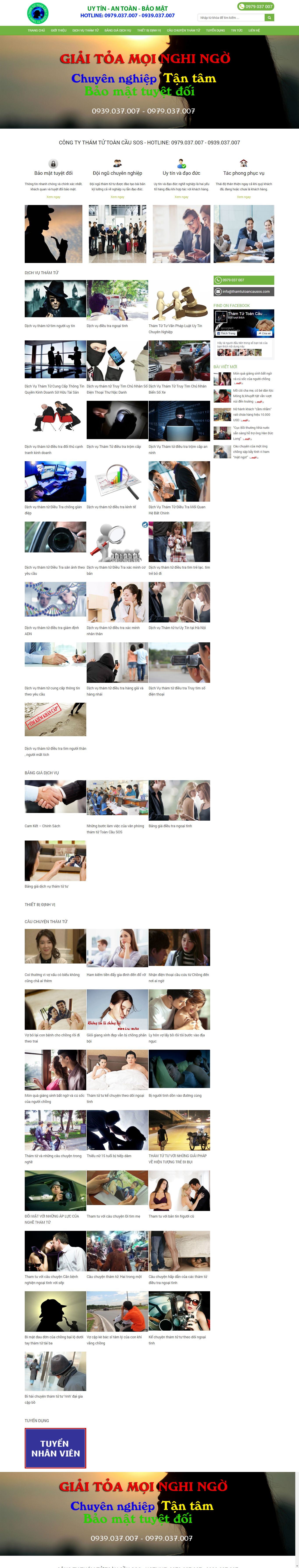 Thiết kế Web thám tử bảo vệ thamtutoancausos.com